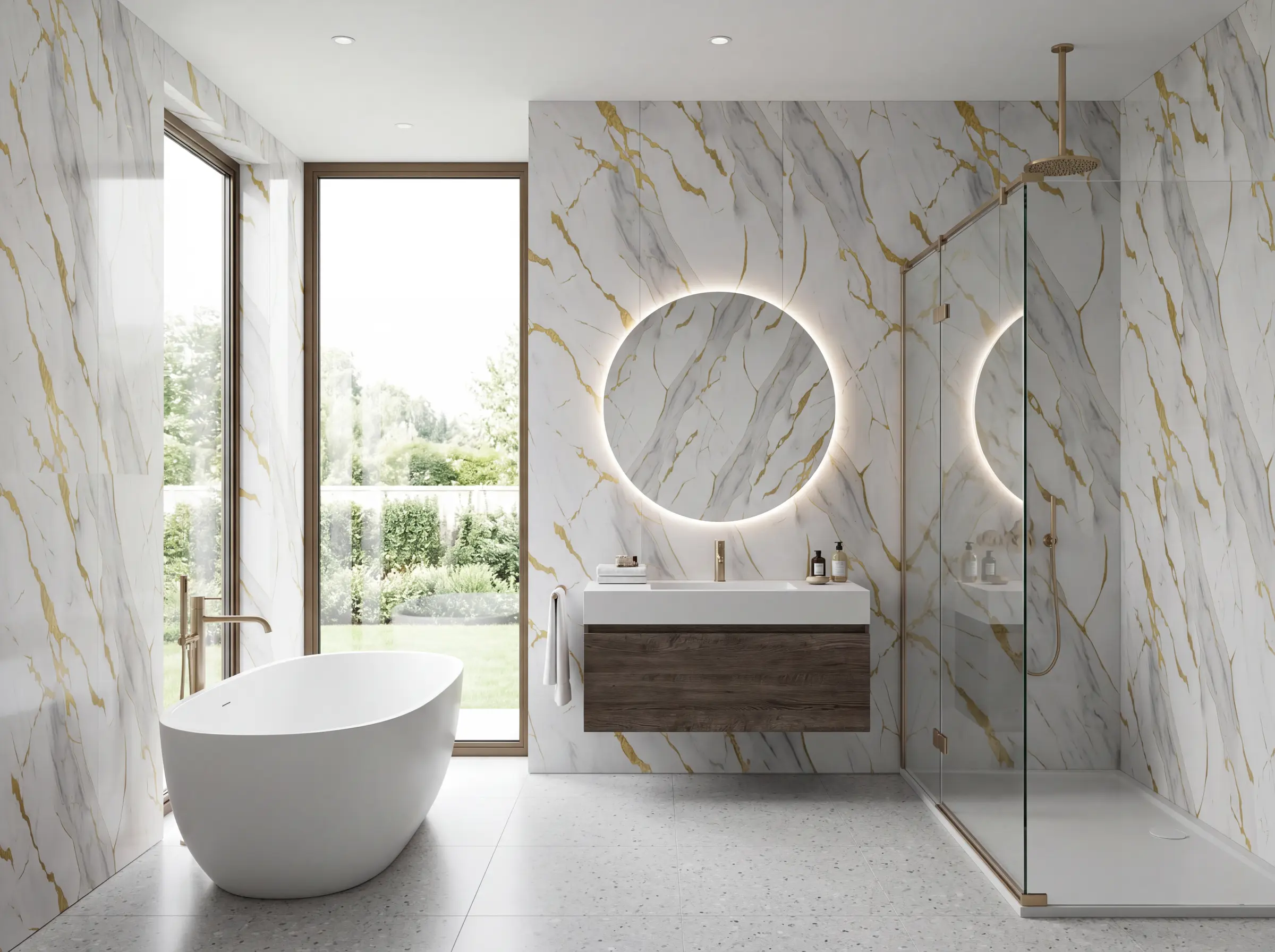 Calacatta Gold Marble UPVC wall panel, Gloss finish