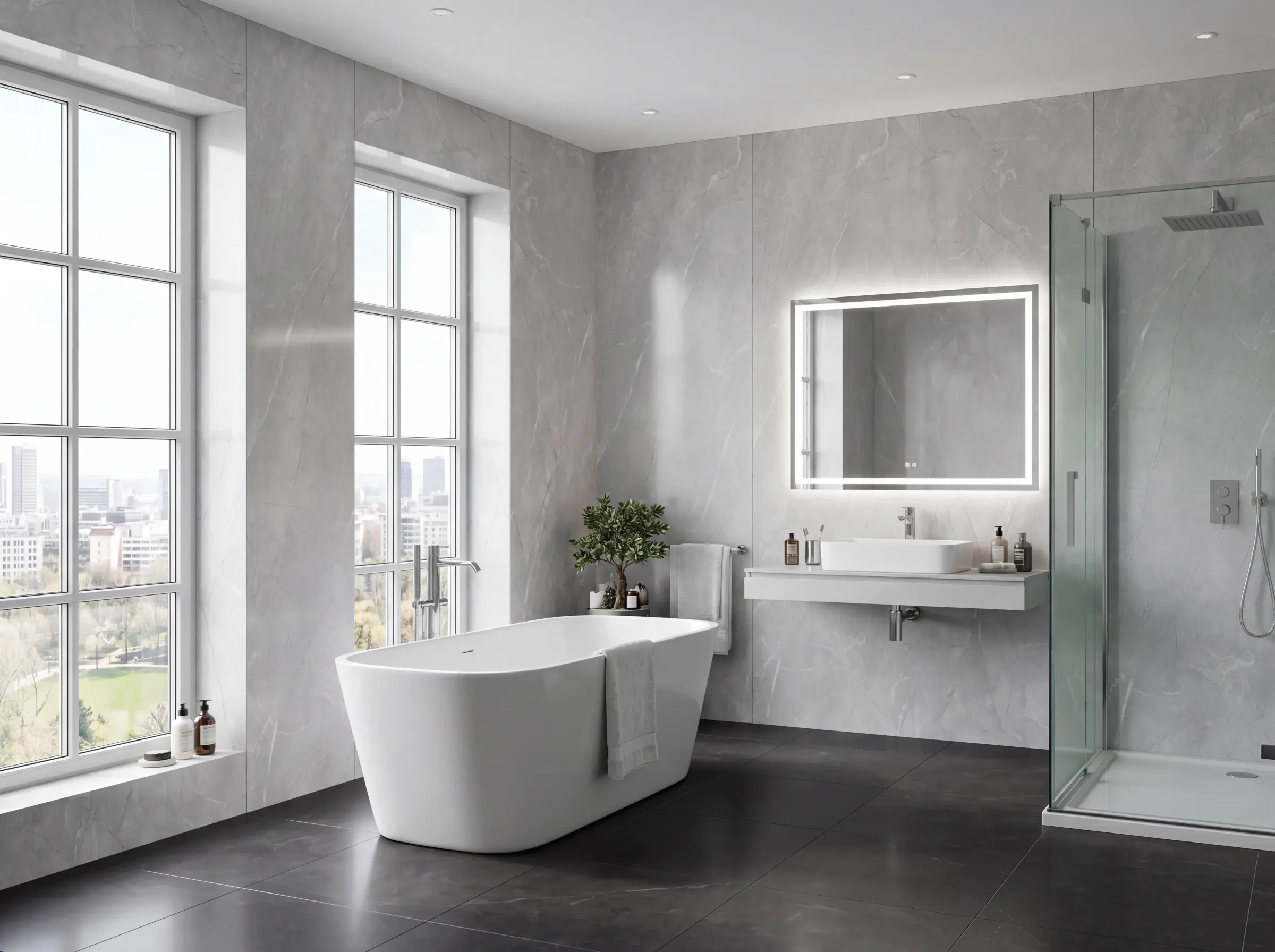 Elegant Grey Marble UPVC wall panel, Super Matt finish