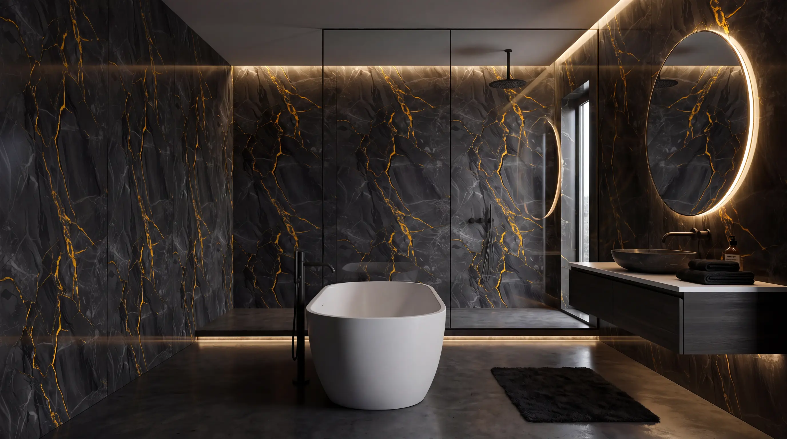 Dark Tempest Gold UPVC wall panel, Gloss finish